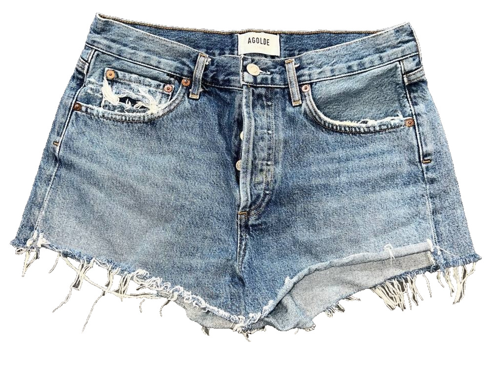 Agolde Vintage Style Distressed Parker Y2K Button Fly Jean Shorts 27 A010317